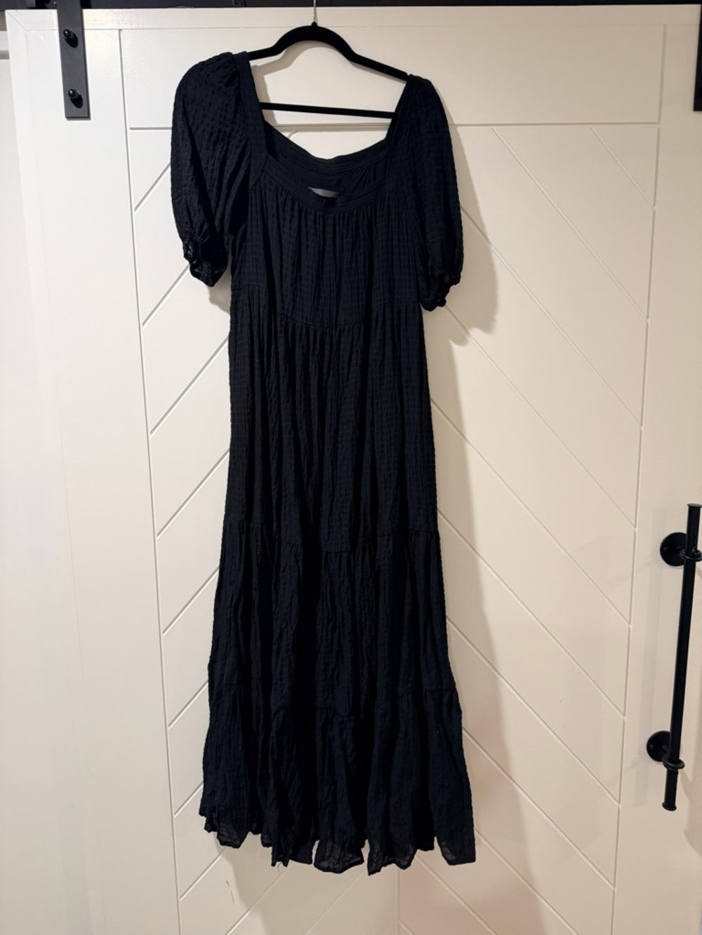 Anthropologie Peregrine Black Tiered Maxi Dress - Lightweight Puff Sleeve